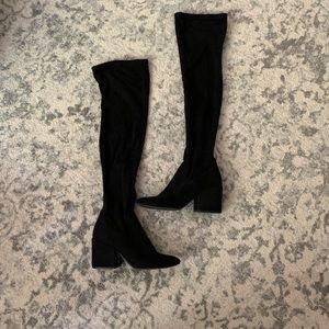 Black Over the Knee Faux-Suede Boots